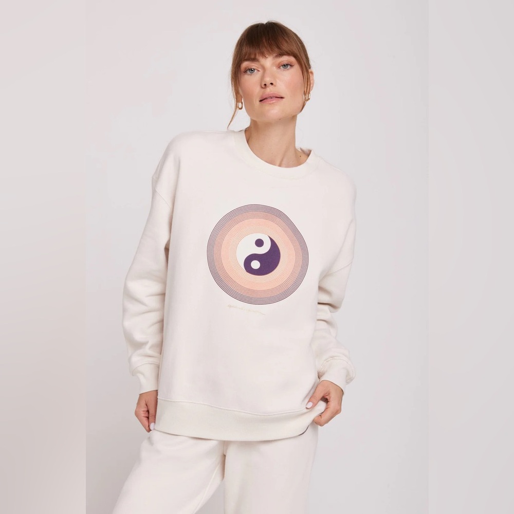 Spiritual Gangster Ying Yang Relaxed Crew Sweatshirt - Size Small NWOT